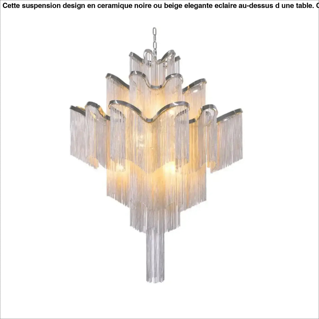 Suspension luminaire cascade chaînettes métalliques style art déco