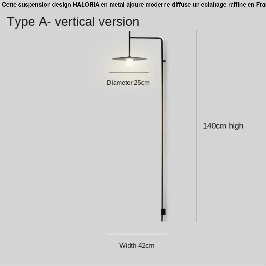 Black metal wall-mounted lamp with sleek vertical design and circular shade in metal ajoure moderne suspension design
