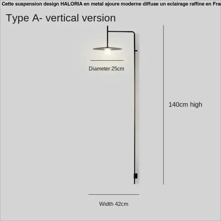 Black metal wall-mounted lamp with sleek vertical design and circular shade in metal ajoure moderne suspension design