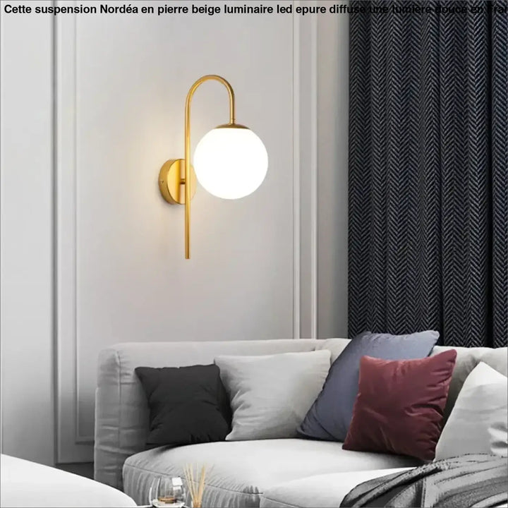 Applique murale design globe opalin noir ou doré chic