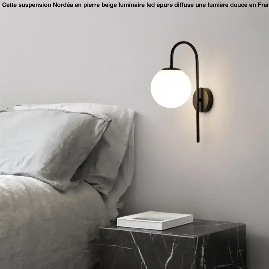 Applique murale design globe opalin noir ou doré chic