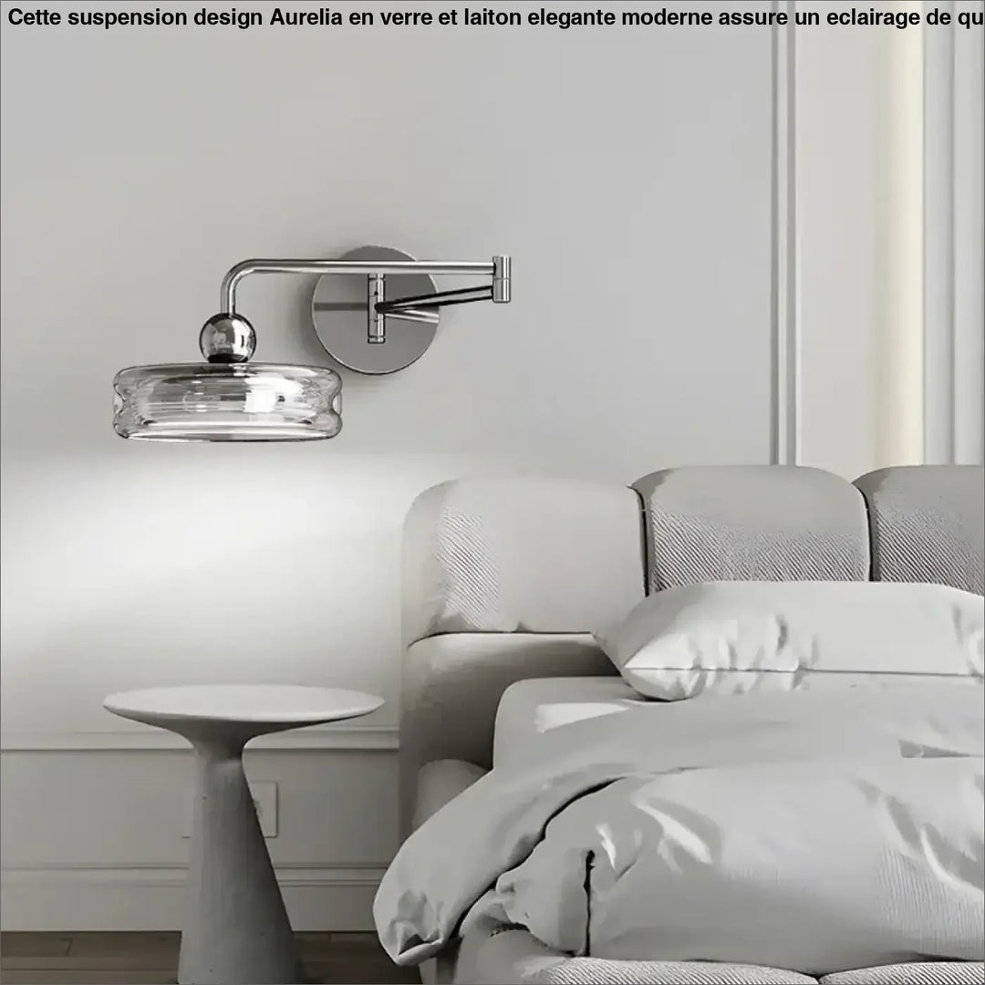 Applique Murale Chromée Avec Abat-Jour En Aluminium Transparent