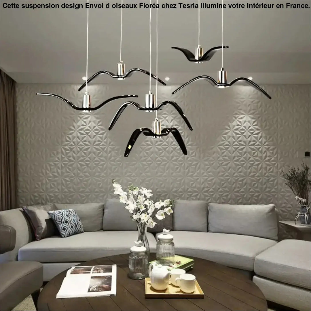 Suspension design envol d’oiseaux lumineux

