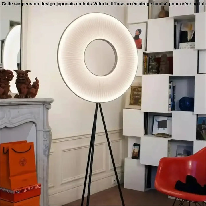 Lampadaire design circulaire sur trépied lumineux moderne