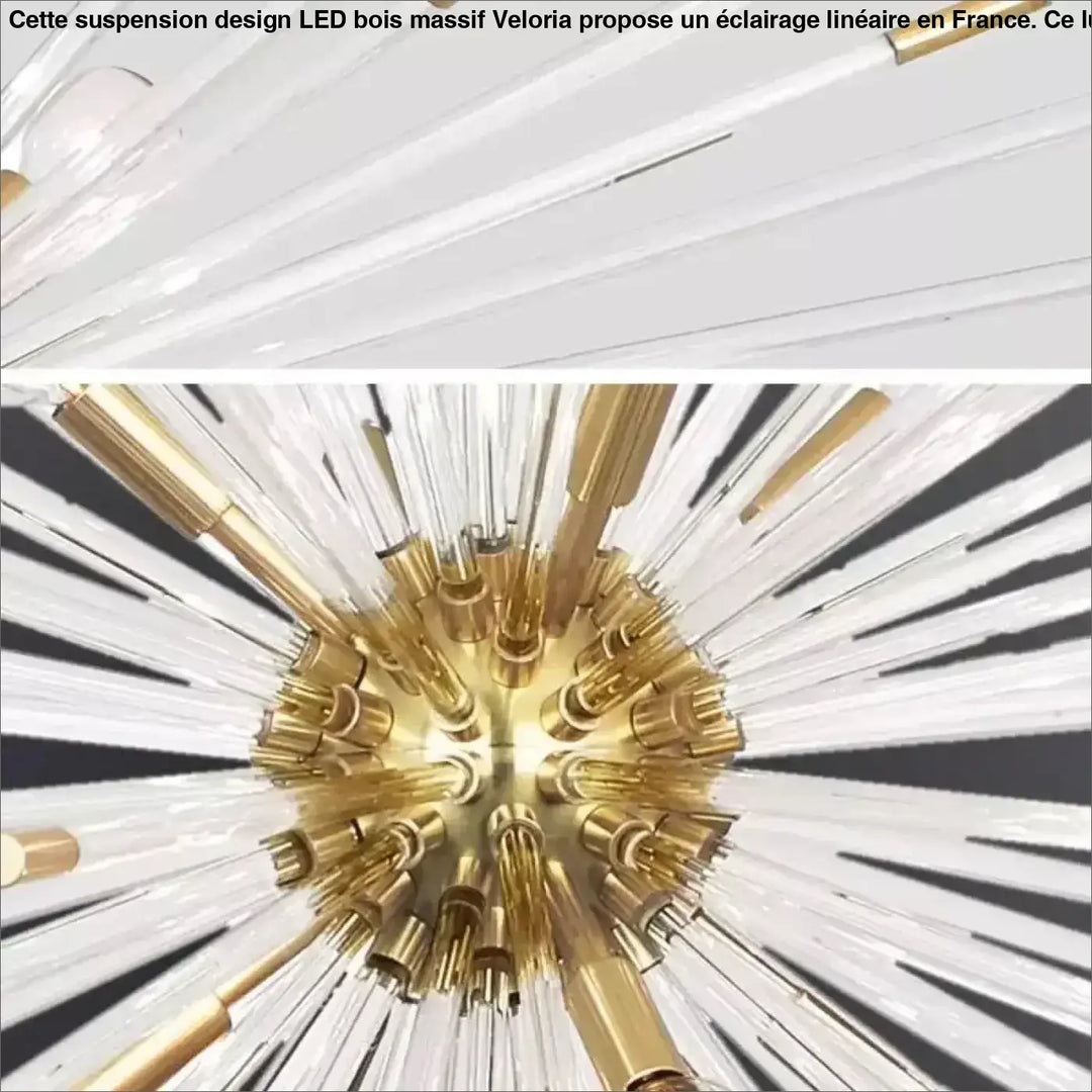 Suspension design art déco en verre doré blanc élégant