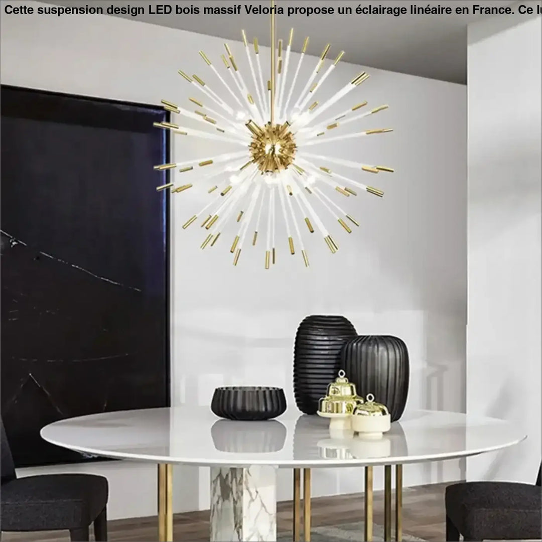 Suspension design art déco en verre doré blanc élégant
