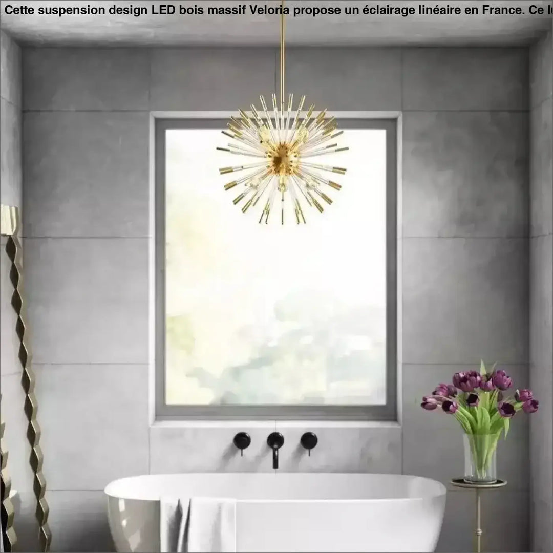 Suspension design art déco en verre doré blanc élégant