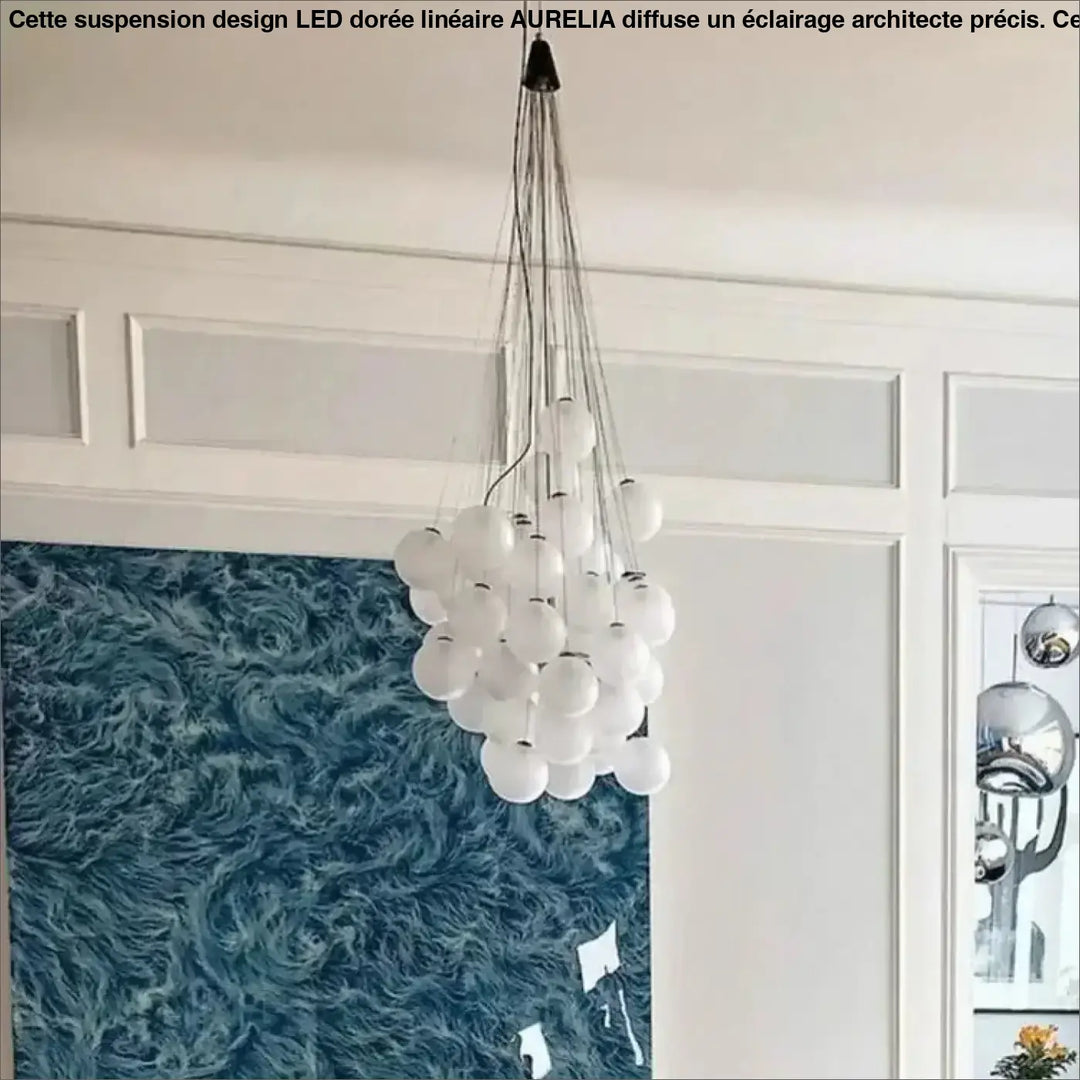 Suspension contemporaine en globes de verre blanc gris