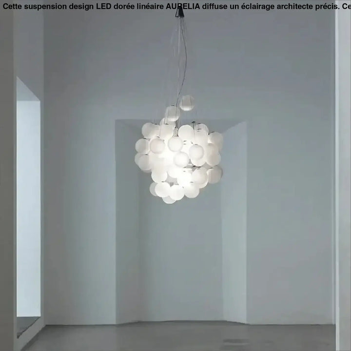 Suspension contemporaine en globes de verre blanc gris