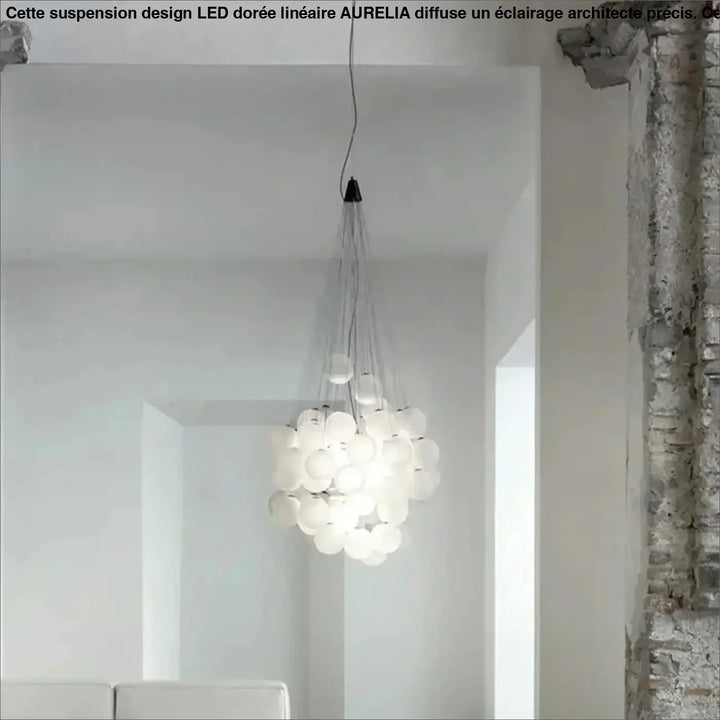 Suspension contemporaine en globes de verre blanc gris