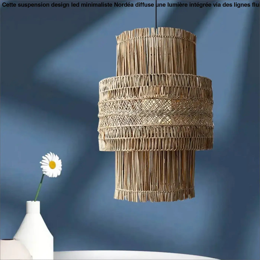 Suspension luminaire en osier au style asiatique pour décoration zen