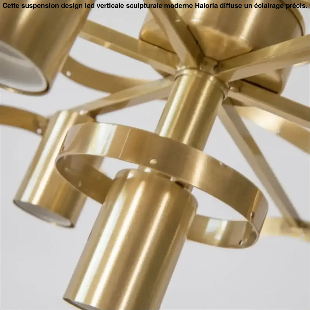 Suspension luminaire en coque naturelle finition dorée