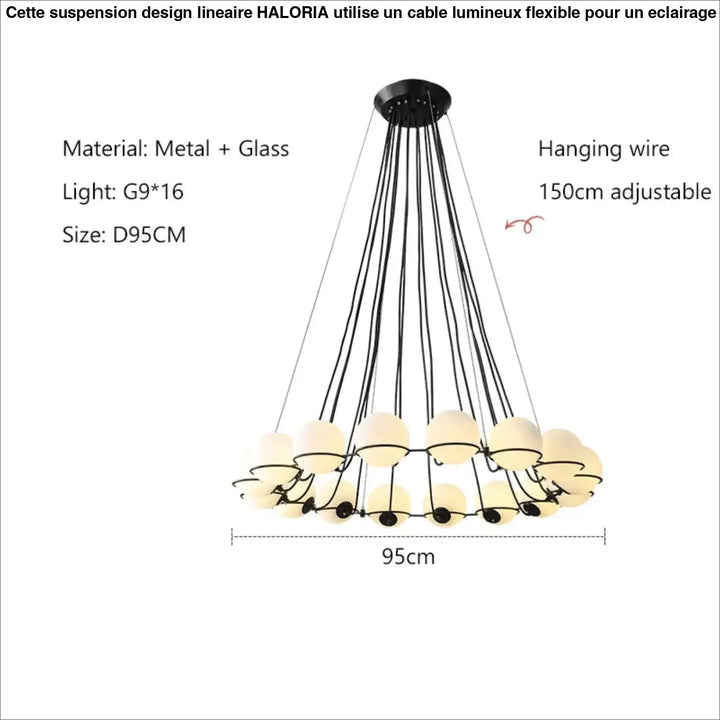 Suspension moderne en métal et globes en verre élégante