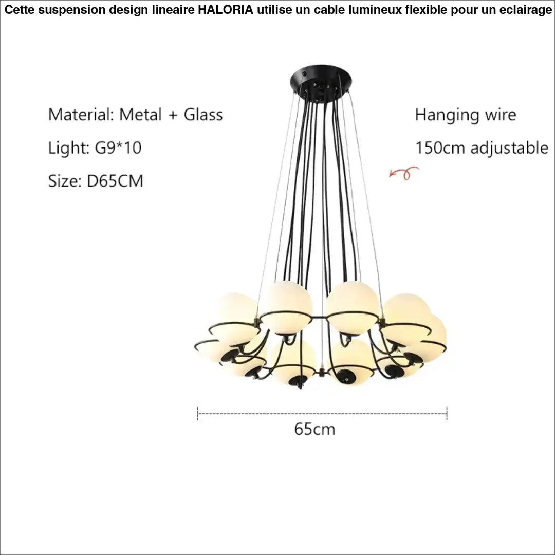 Suspension moderne en métal et globes en verre élégante