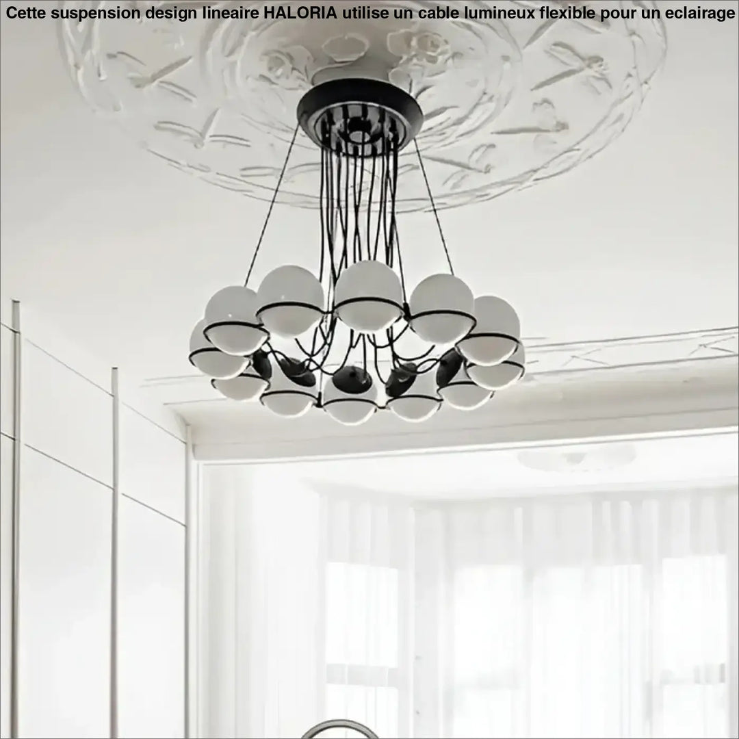 Suspension moderne en métal et globes en verre élégante