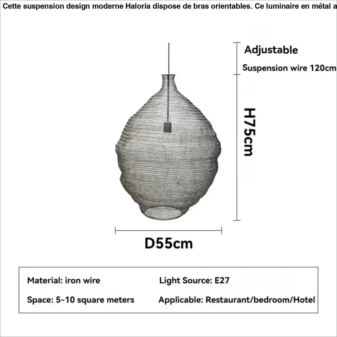 Suspension design artisanale en métal tressé moderne