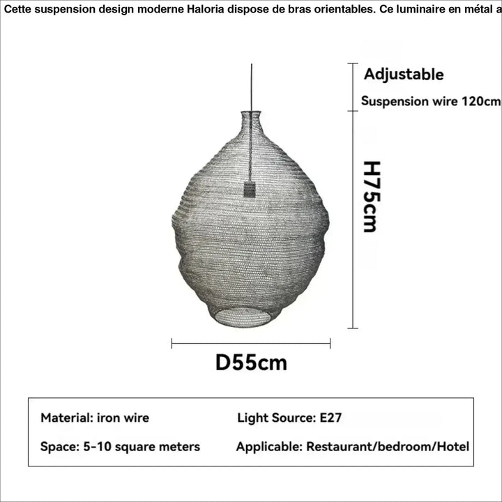 Suspension design artisanale en métal tressé moderne