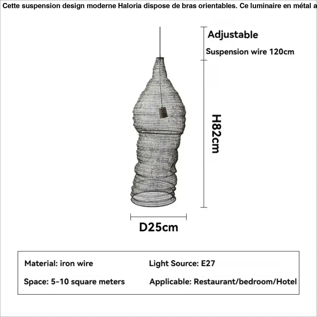 Suspension design artisanale en métal tressé moderne