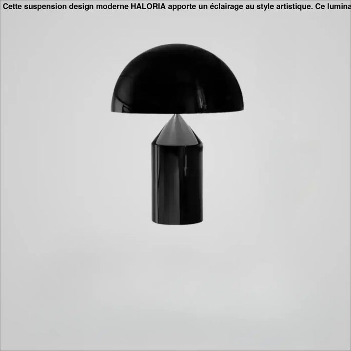 Lampe de table gatti noire en forme de champignon avec finition brillante et base cylindrique idéale pour chambre à coucher