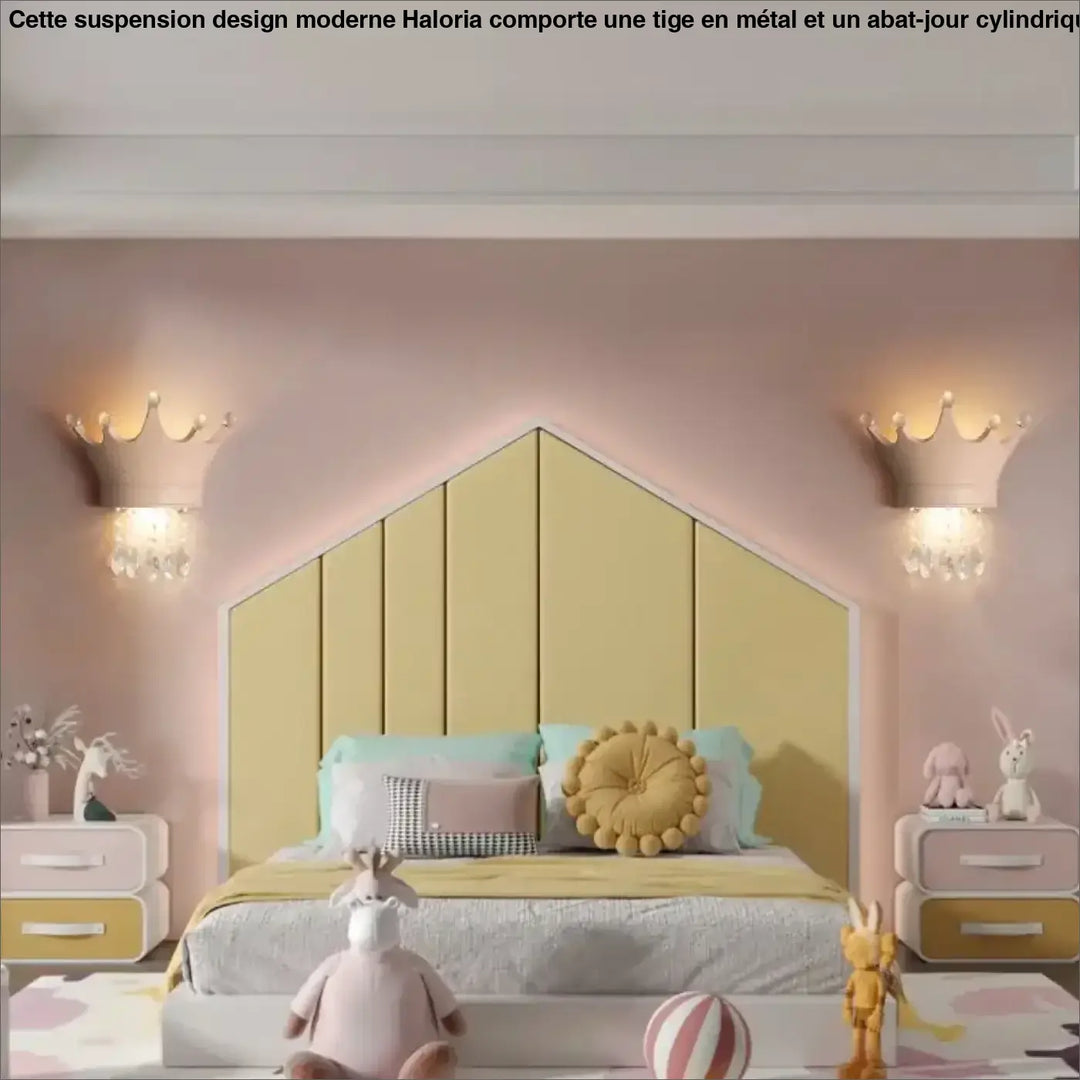 Applique murale design couronne avec pampilles pour chambre enfant