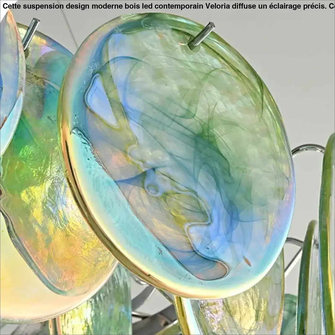 Suspension artistique en verre vert et rose élégant