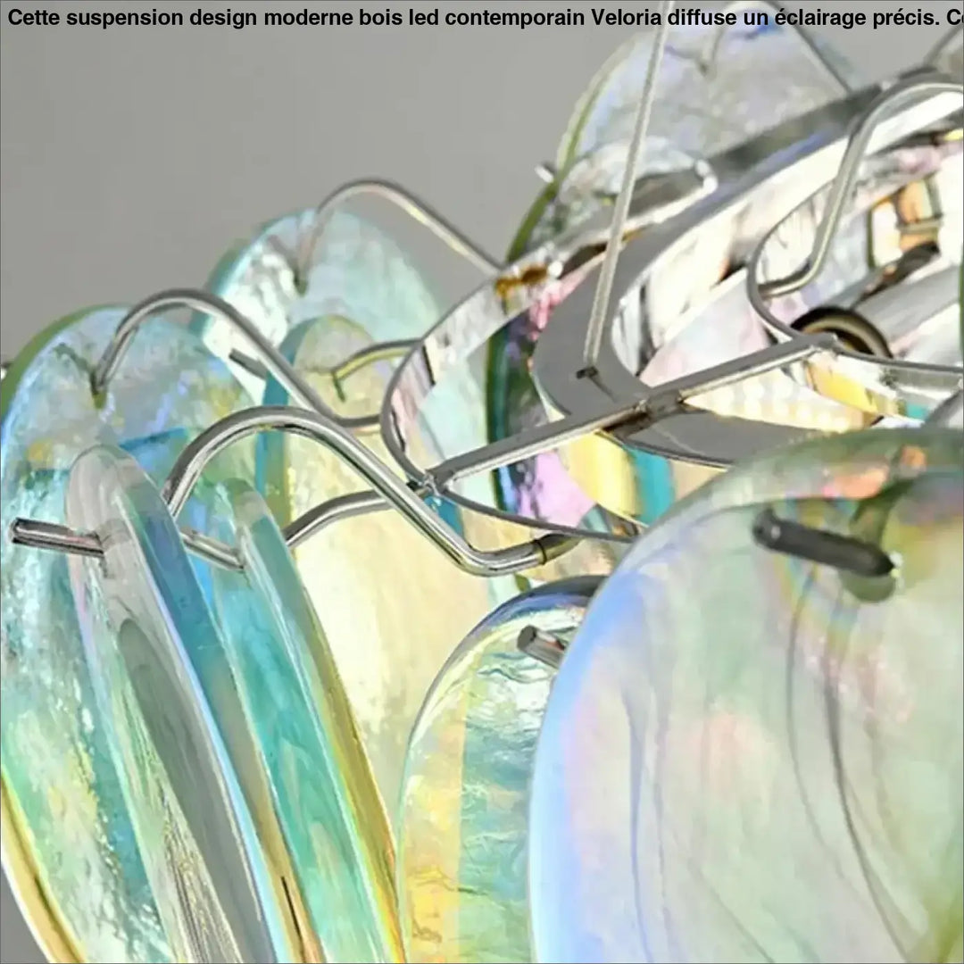 Suspension artistique en verre vert et rose élégant