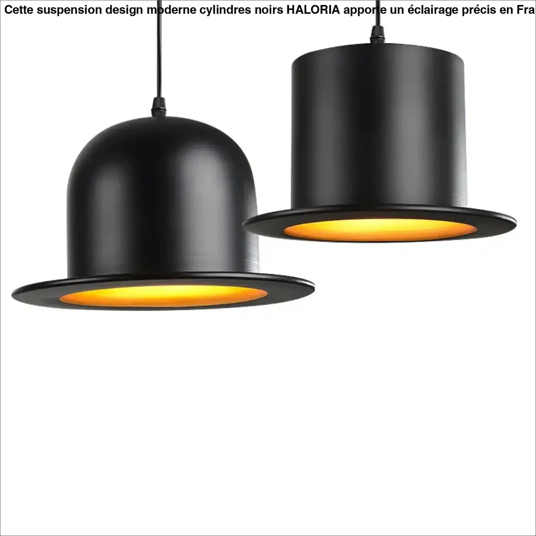 Suspension luminaire métal noir avec réflecteur doré chaleureux