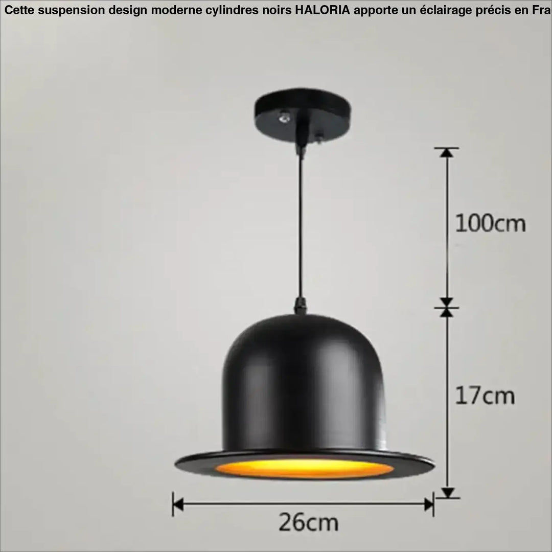Suspension luminaire métal noir avec réflecteur doré chaleureux