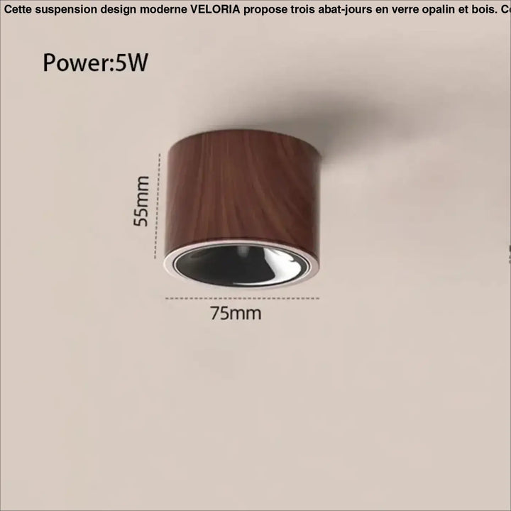 Luminaire plafonnier led avec finition aluminium marron chic