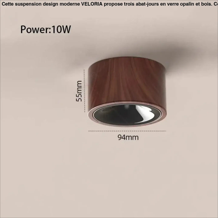 Luminaire plafonnier led avec finition aluminium marron chic
