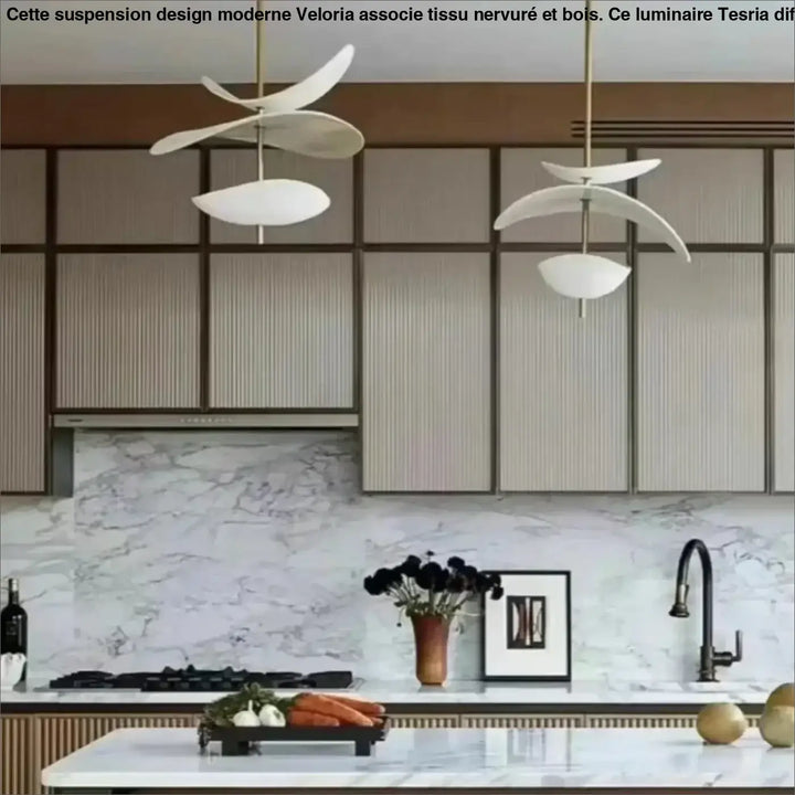 Suspension luminaire blanche en forme de pétale moderne chic