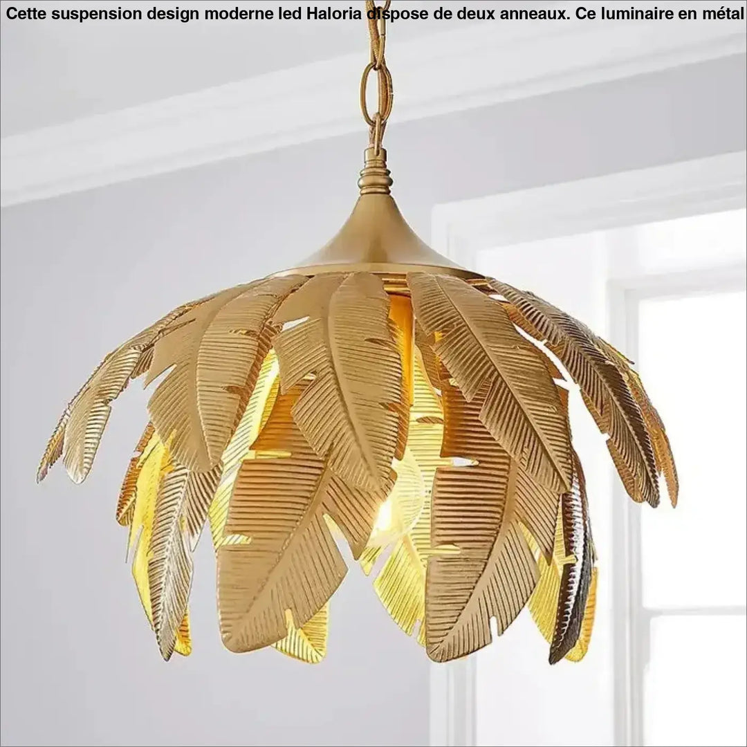 Suspension dorée en métal style feuilles décoratif naturel