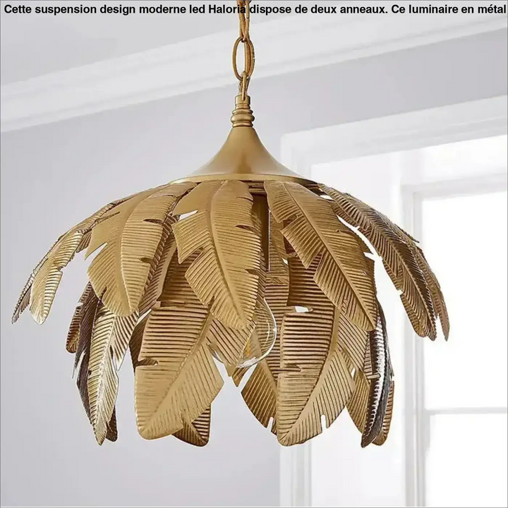 Suspension dorée en métal style feuilles décoratif naturel