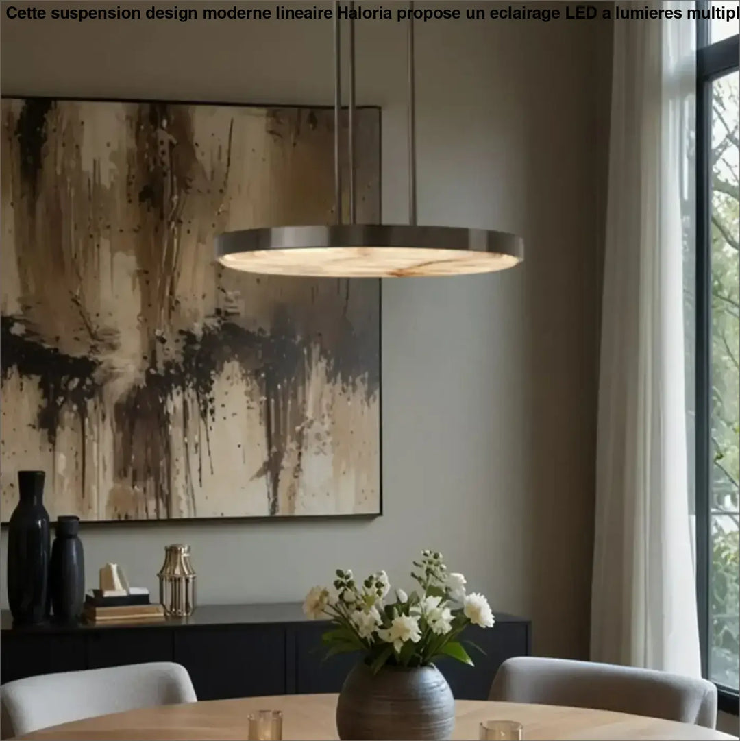 Suspension luminaire en métal avec lampe en marbre design