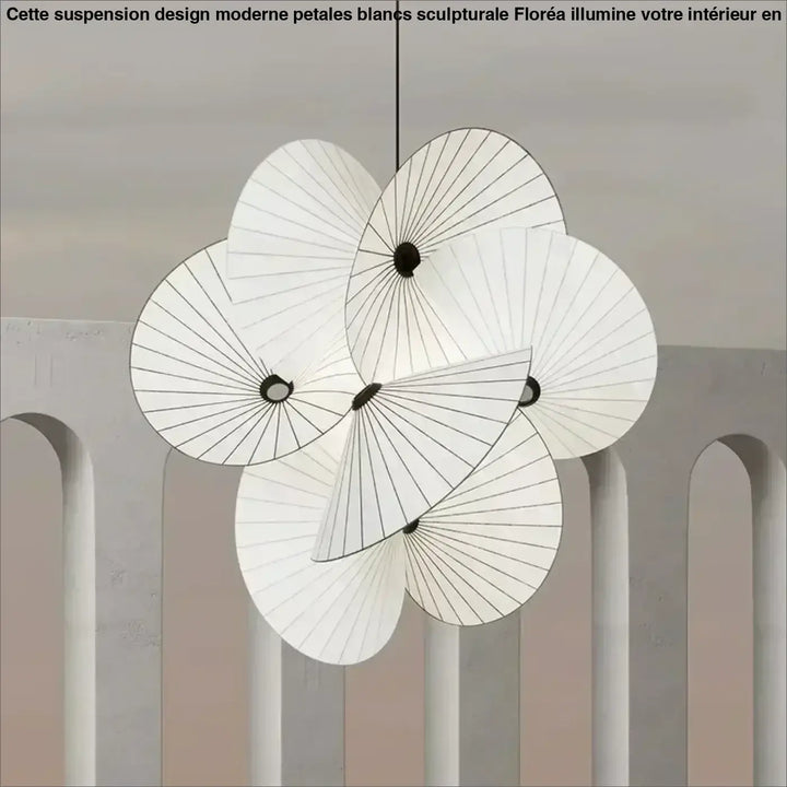 Suspension Design Moderne Pétales Blancs Sculpturale

