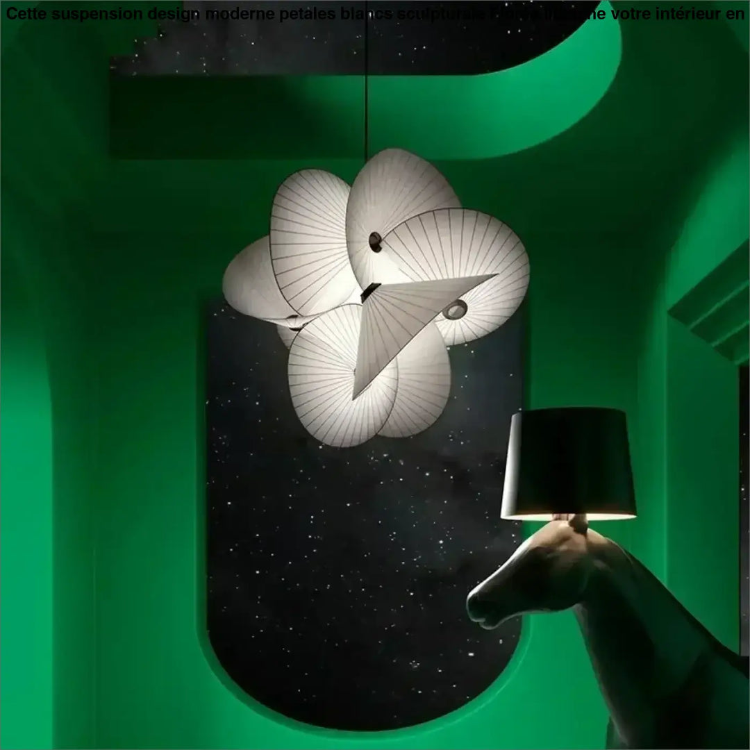 Suspension Design Moderne Pétales Blancs Sculpturale

