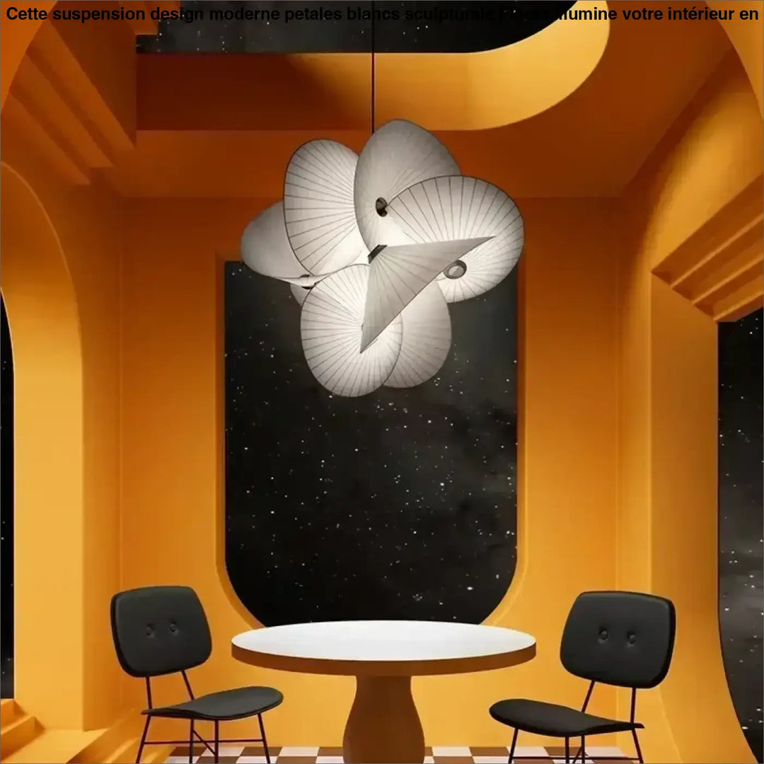 Suspension Design Moderne Pétales Blancs Sculpturale

