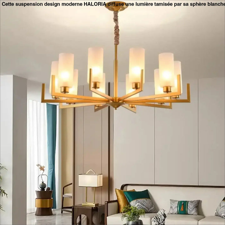 Suspension Lustre Contemporain Noir Doré Et Abat Jour Verre Chic