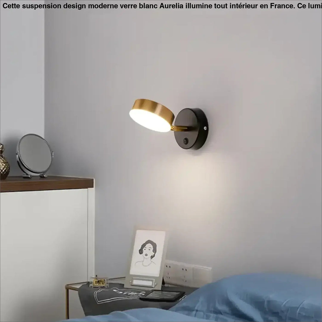 Applique Murale Cylindre Orientable Design Noir Et Doré