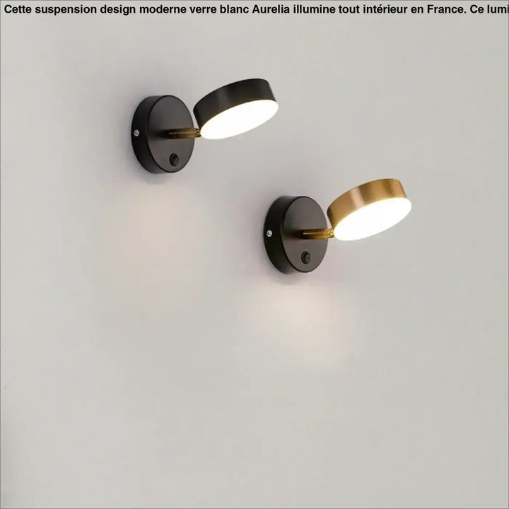 Applique Murale Cylindre Orientable Design Noir Et Doré