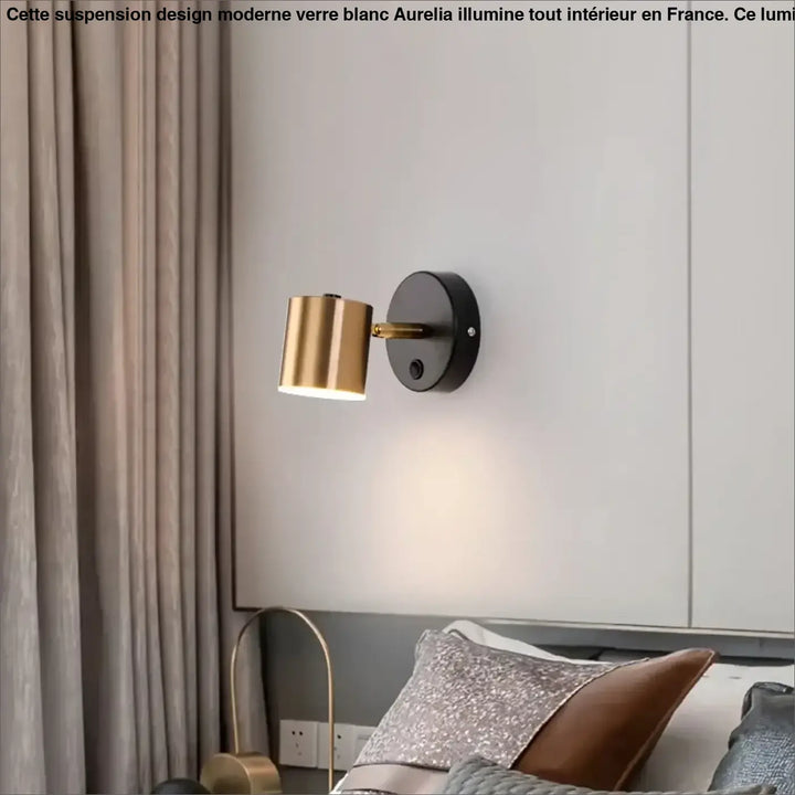 Applique Murale Cylindre Orientable Design Noir Et Doré