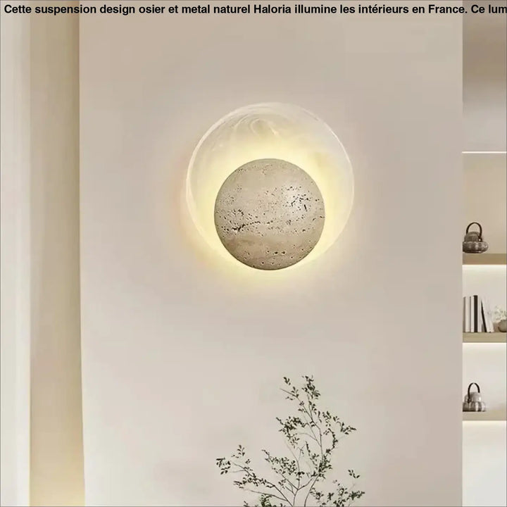 Applique murale design ronde en pierre avec éclairage led doux