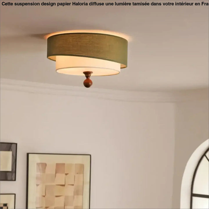 Luminaire plafonnier circulaire design antique en vert ou blanc