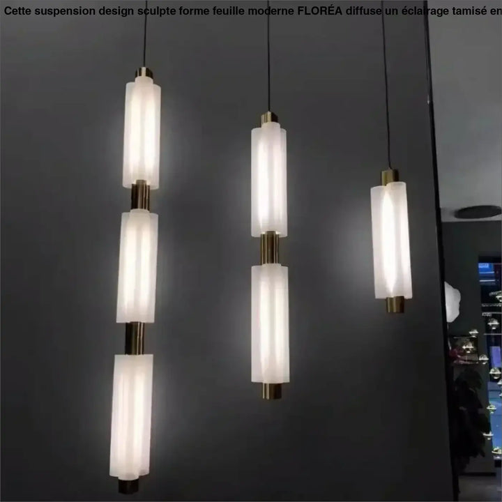 Suspension Luminaire Design Contemporaine Cylindre Verre Blanc
