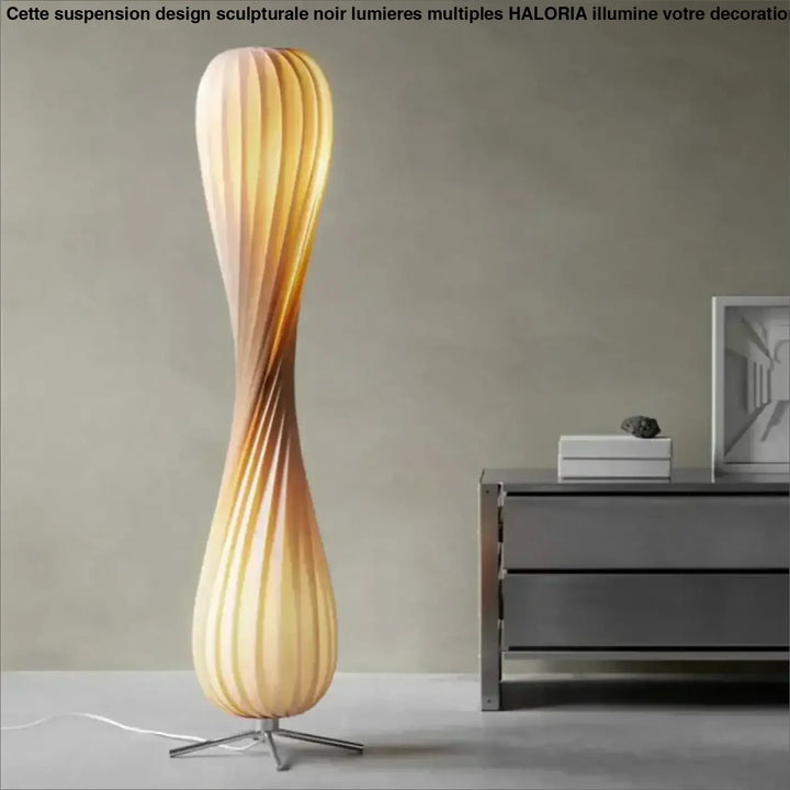 Lampadaire japonais design en bois torsadé style naturel