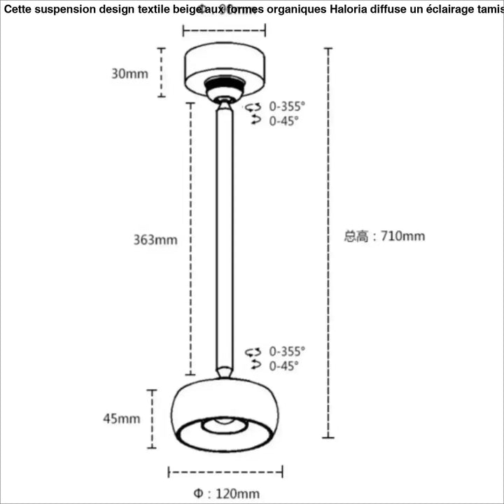 Suspension spot led ajustable pour éclairage architectural