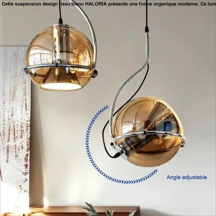 Suspension Moderne Sphérique Dorée Effet Miroir Style Chic