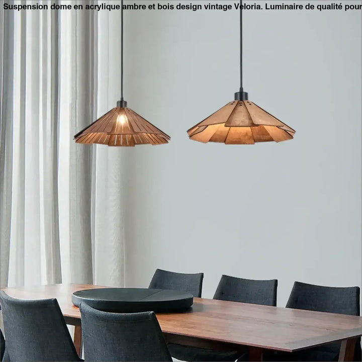 La suspension luminaire design épuré en bois naturel beige et marron