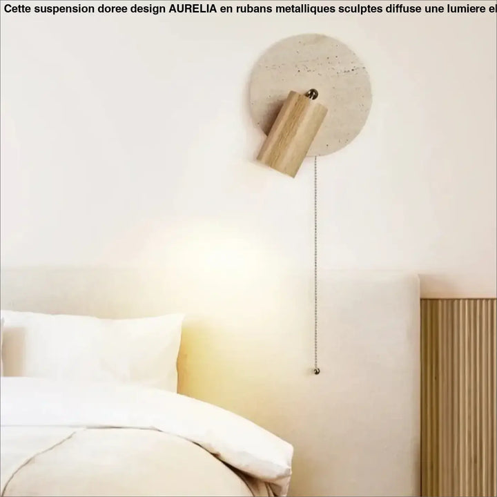 Applique murale orientable en travertin et métal marron