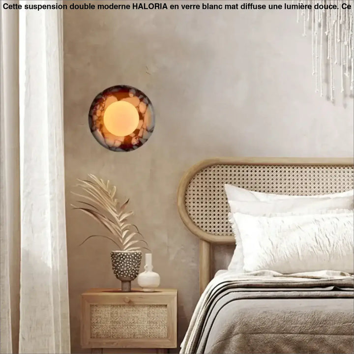 Suspension murale en marbre avec lumière en verre design élégant
